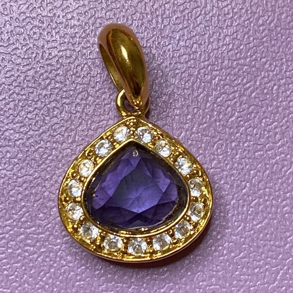 💛 Nolan Miller Gold Tone Purple & White Crystal Pendant